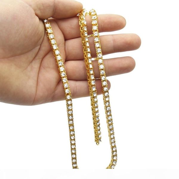 

r men 's hip hop necklaces iced out tennis chain 1 row necklaces silver gold color men chain fashion jewelry