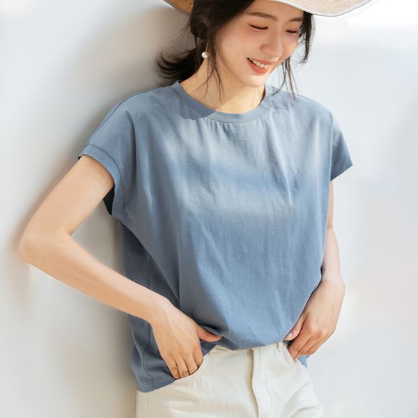 

women's t-shirt 100% cotton solid color round collar womens short sleeve loose 2021 summer, White