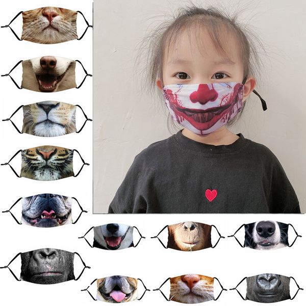 Ayarlanabilir Maskeler Dış Mekan Nefes Trendy Filtresi En Maskesi toz geçirmez Komik Hayvanlar Ağız Yüz Maskesi Çocuklar Yetişkin Kapaklar yazdır 3D