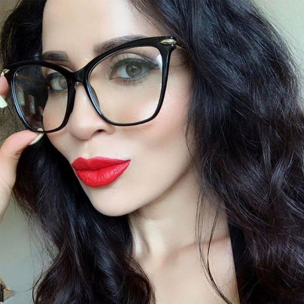 

cat eye vintage glasses frame ladies big frame glasses clear europe america new 2020 trendy cateye sunglasses women oversized, White;black