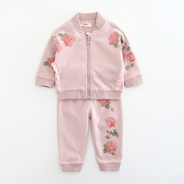 

idea2019 season new baby girl casual remote pants casual trousers baseball suit pants set set girl baseball suit two-piece cute 9028