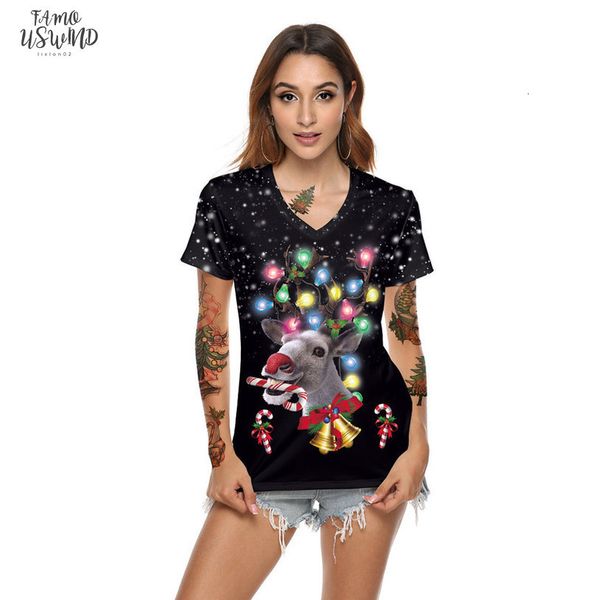 

christmas 2020 black print t shirt harajuku long sleeve t shirt women fashion v neck tshirt female women clothes 2020, White