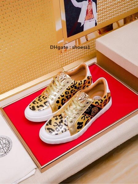 

2021-2020i new custom printed embroidered leather men 's low -lace -up casual shoes ,high -quality fashionable outdoor sports shoe, Black