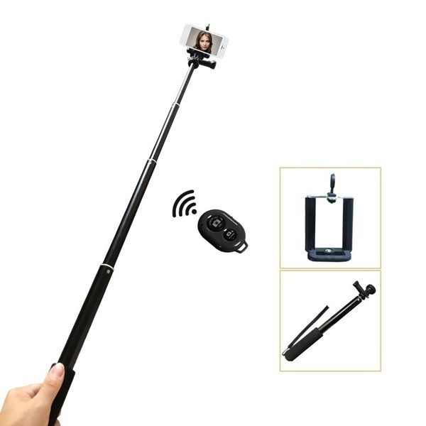 

factory handheld & tripod 3 in 1 self-portrait monopod extendable phone selfie stick with wireless remote shutter led beauty rin