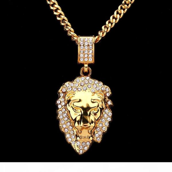 

европа и соединенные штаты новая ультра-flash drilling lion head hip-hop ожерелье ювелирные изделия голова льва ожерелье хип-хоп моды подвес, Silver