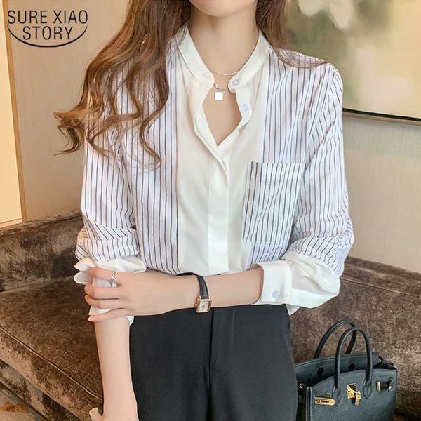 

autumn new loose chiffon striped shirts women 2020 casual plus size long sleeve women blouse button cardigan ladies 10682, White