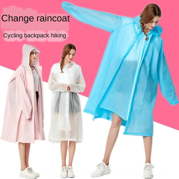 

new upgraded eva fashion hemming long sports portable poncho women's outdoor men's single hiking rain cloak cloak, Black