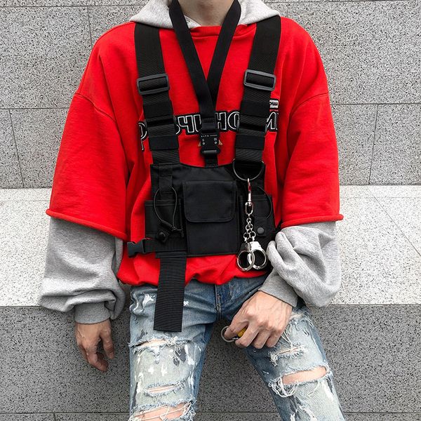

мужчины tactical vest harness kanye west vest rig hip hop streetwear функциональная chest сумка жилет передний пакет мешок 062502
