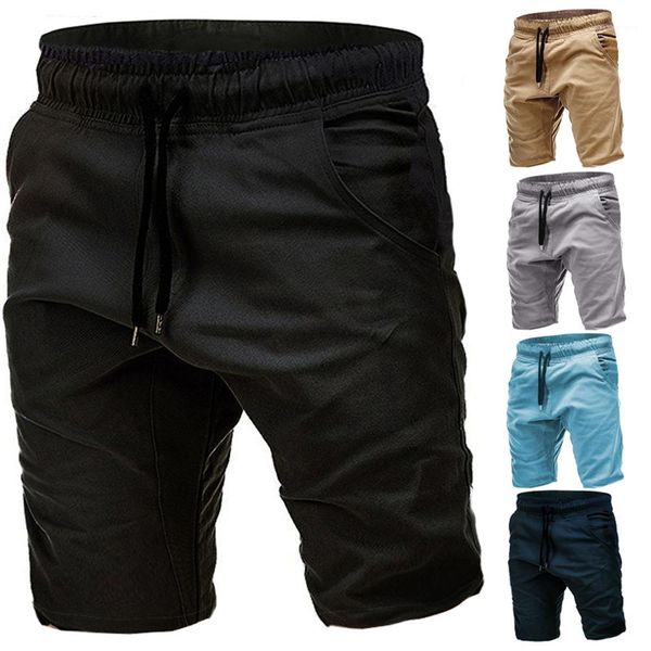 

shorts solid color mid waist drawstring man shorts fashion homme short pants mens casual, White;black
