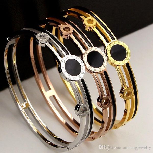 

pb7 2018 fashion new style three rounds black glue gold plate foe women bangle ing