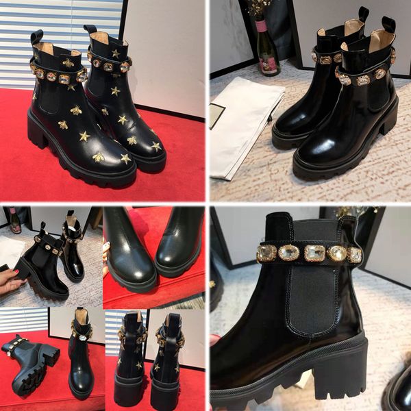 

stylish casual comfortable wild leather desert martin boots real leather rough non-slip ladies winter boots size 35 to 41, Black