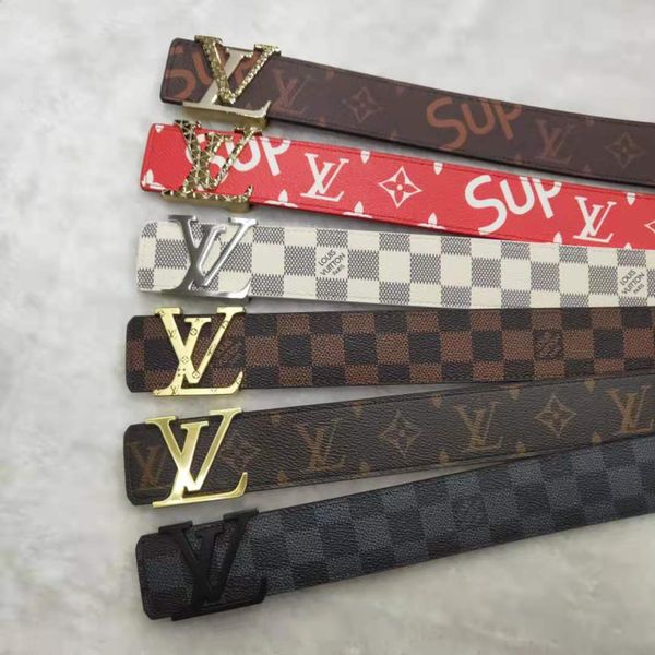 

wholesale 3.8cm belts womens belt mens genuine leather black belts women big v buckle men casual belt ceinture, Blue;purple