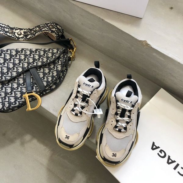

triple s clear sole sneakers, r brand casual sneakers, stylish flat-bottomed comfort, size 35-45, with original box,nn