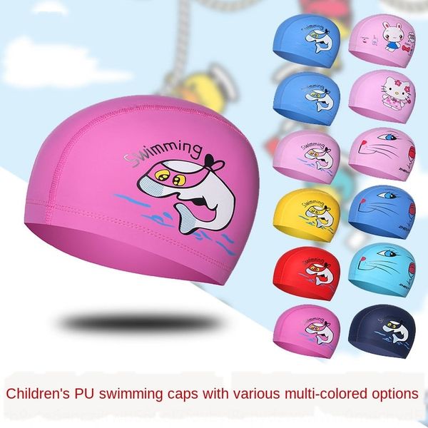 

zojbv children's men's and women's swimming new cloth cap comfortable dolphin non-tightening head solid color professional pu