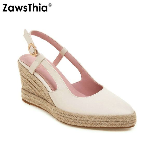

zawsthia 2020 summer platform wedges slingback women espadrilles sandals high heels sandals insta shoes woman big size 44, Black