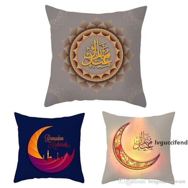 

single sided printing 40 colors pillowcase ramadan home pillow cover islamic fantastic colorful lights sofa cushion case bh1403 tqq