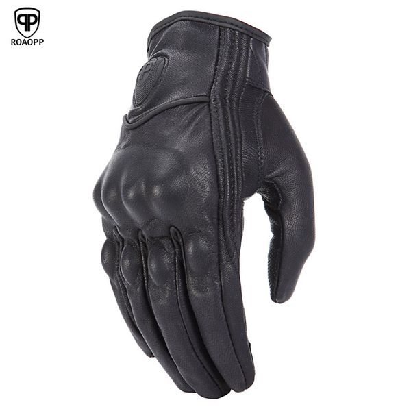 

roaopp retro pursuit real leather motorcycle gloves touch screen men women motocross waterproof electric bike gloves moto glove, Silver