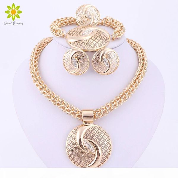 

latest luxury big dubai gold plated crystal necklace jewelry sets fashion nigerian wedding african beads costume jewelry, Slivery;golden