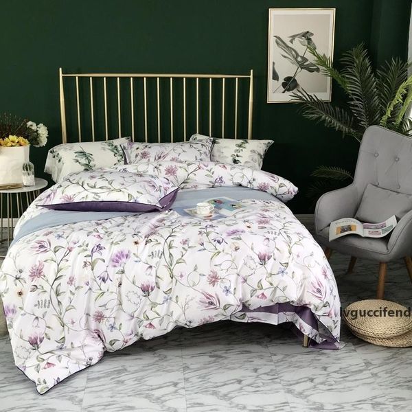 

4 piece 100% cotton bed linen double  size bedclothes sateen duvet cover set king bedding sheets fitted housse de couette