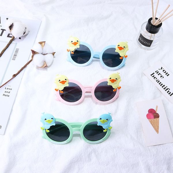 

lpu6r baby silicone little yellow duck silicone sun glasses children's sun glasses personalized cartoon polarized season uv-proof tr90, Blue