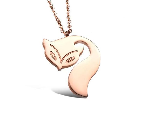 

j86 sample 316l stainless steel lovers pendant with chain/pendants necklace rose gold necklaces lovely fox design gx857, Silver