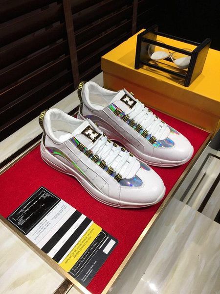 

2020h high-end men's casual shoes lace-up outdoor flat trainer sneakers leather low-men's breathable tennis sneakers 38-451, Black