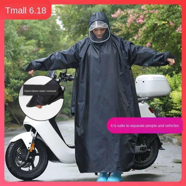 

raincoat electric car with cloak bicycle sleeve poncho battery thickened bicycle full body male and female students rider with sleeve, Red;brown