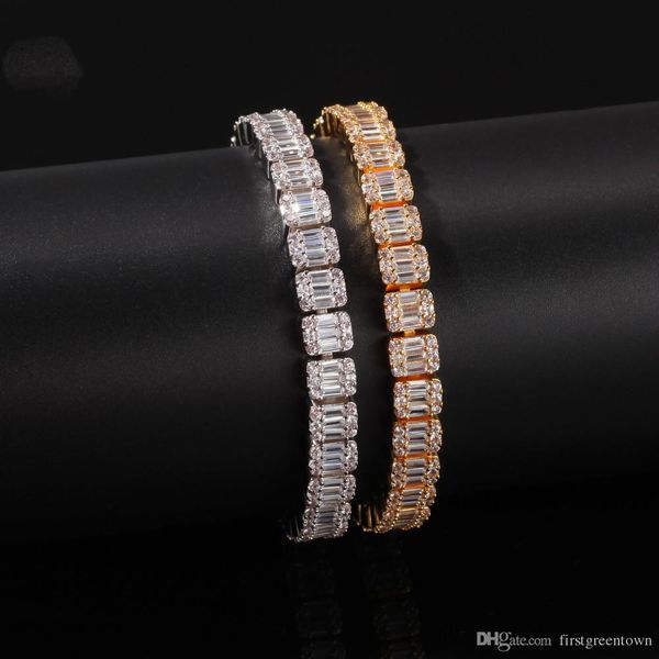 

18k gold/silver/black gold cz iced out zircon tennis bracelet for hip hop women men single row rhinestone jewelry gifts, Golden;silver