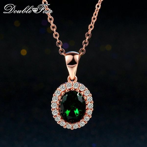 

dfn247 green elegant cubic zirconia rose gold pated green crystal necklaces & pendants fashion jewelry for women colares joias, Silver