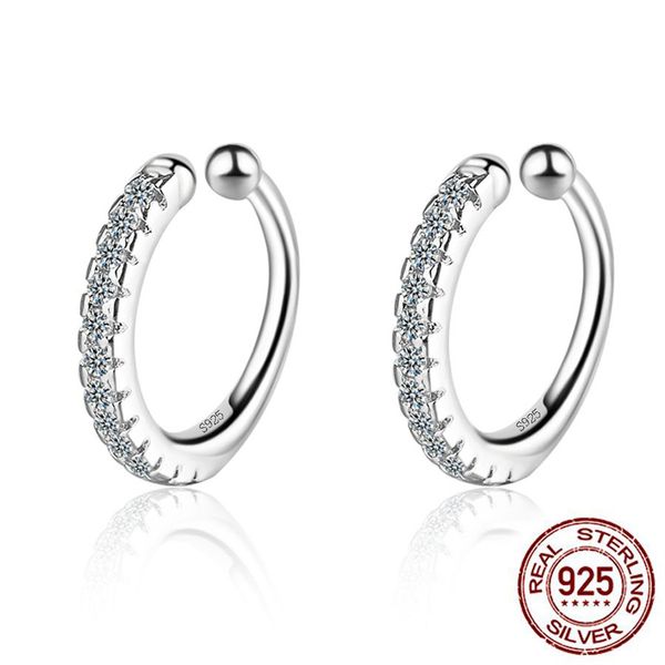 

925 sterling silver simple earcuff tasteful zircon clip on earrings for women small ear cuff jewelry girls pendientes mujer e436, Golden