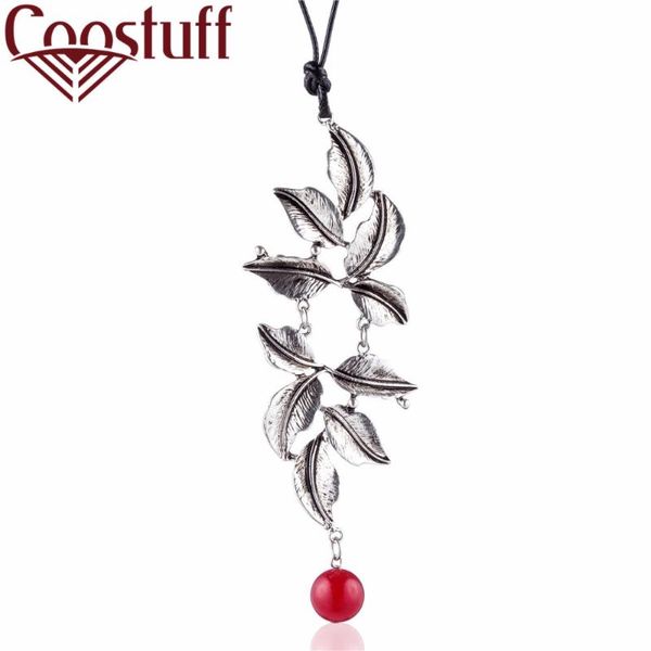

wholesale vintage leaf statement necklaces & pendants plant jewelry long necklace women collares mujer choker kolye bijoux femme, Silver