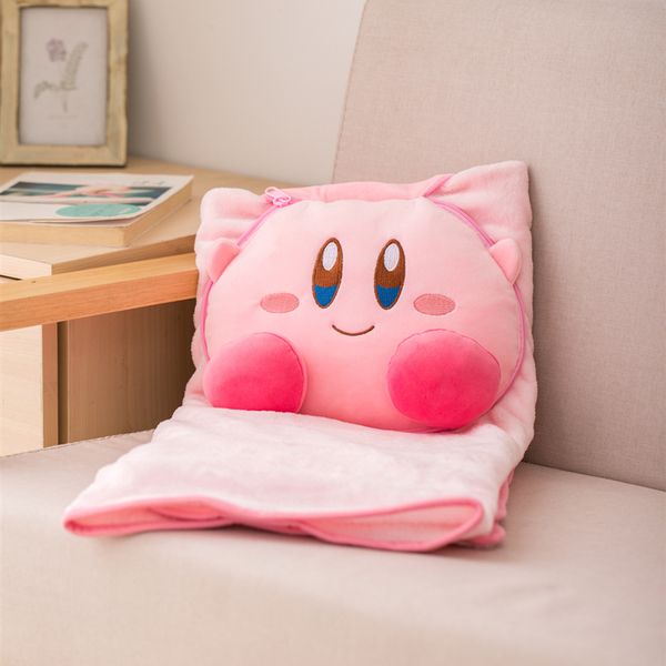 

popular game kirby soft pillow with blanket cartoon doll anime pillow soft cushion bed decor children girl's favorite gift mx200716