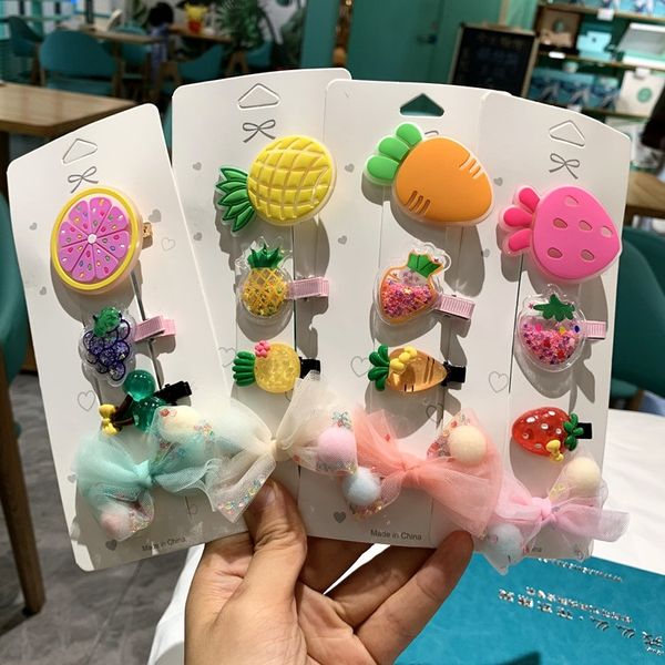 

vxzen hair korean fruit headdress butterfly headdress style children's and girls' hair accessories cartoon bowknot hairpin cute fr, Slivery;white