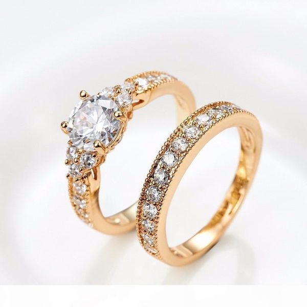 

yhamni luxury ring gold filled lovers double ring new fashion jewelry 1ct diamond sona engagement rings for women ydar-0004, Slivery;golden