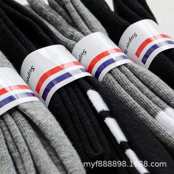 

q5hpm tb four-bar mid-calf 20ss high-end new japanese and koreanstyle calf all-match casual ins tb four-section socks mid-length socks 2 hig, Black