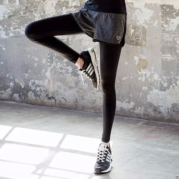 

korean style autumn and winter casual women's sports coat sports pants fake two-piece fitness outdoor suit yoga suit pants, White;red