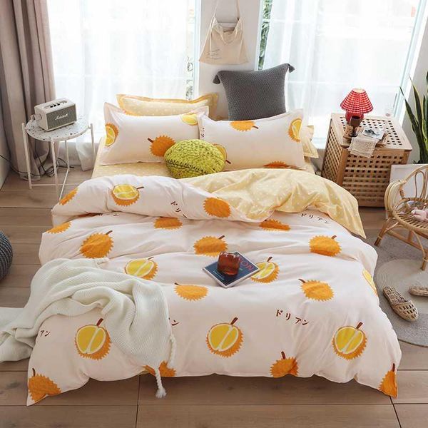 

wensd fruit durian bedding sets yellow quilt cover bed linen pillow cover3-4pcss/sets king bed simple duvet cover set sheet