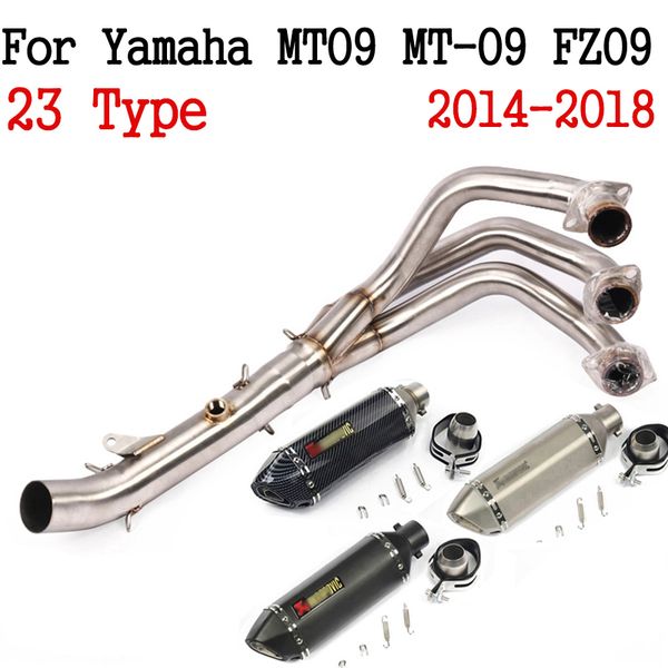 

for mt09 mt-09 fz09 fz-09 2014-2020 motorcycle full system exhaust muffler tail tube front link header pipe stainless steel