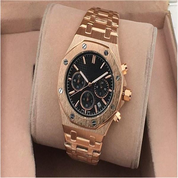 

womens mens luxe famous wristwatches stainless steel quartz movement 3 small dial fashion watches men sports casual watch, Slivery;brown