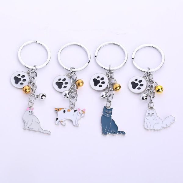 

keychain new lovely cat pet charm keyring cute animal fashion jewelry for women car bag accessories pet lovers gifts, Silver