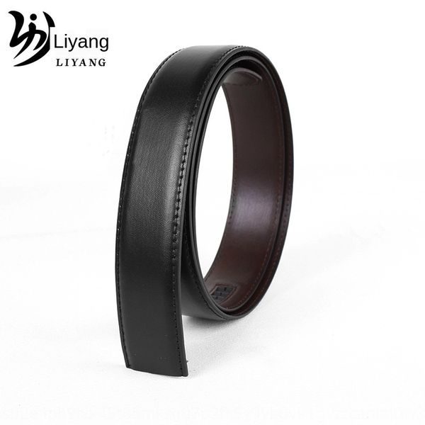 

without buckle men's leather automatic buckle layer cowhide belt men's business belt middle-aged and young korean style, Black;brown