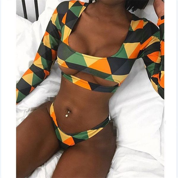 

женщины boho с длинным рукавом бикини set crop top купальный костюм бикини push up бразильский купальник drop доставка, White;black