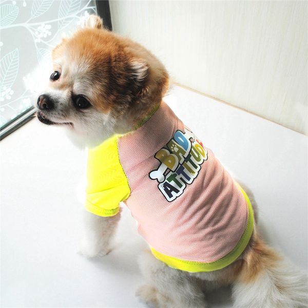 

spring summer pet mesh breathable vest puppy fashion 2 legged clothes short sleeve t-shirt