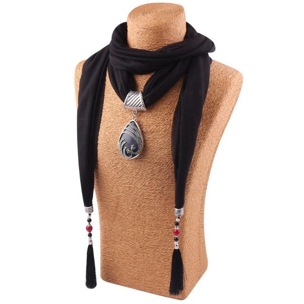 

necklace scarf crystal beads drop poin pendant long chain necklace scarf neckerchief fashion jewelry for women charm chain gift, Silver