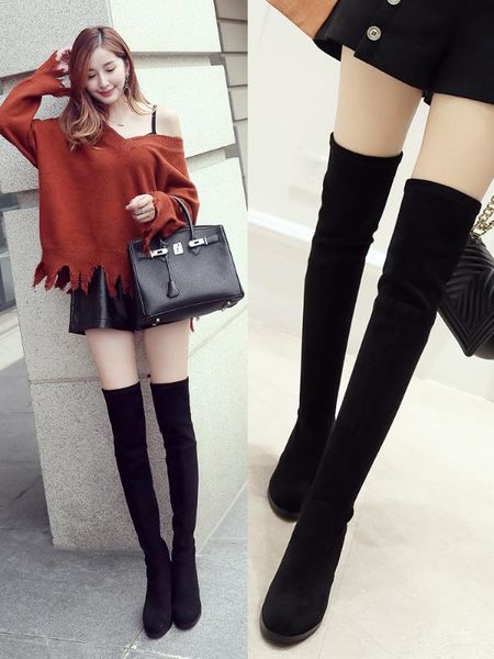 

весной и осенью дикие моды высокие сапоги, Black