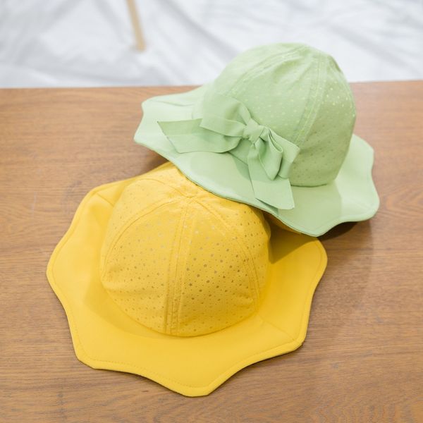 

cbmfr new children's cute bowknot decorative fisherman spring and summer sunshade comfortable bucket hat bucket hatbutterfly fisherman, Yellow