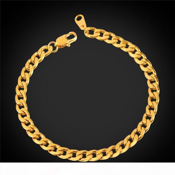 

fashion classic bracelets never fade 316l stainless steel 18k gold plated chain bracelets bangles men jewelry yh415, Black