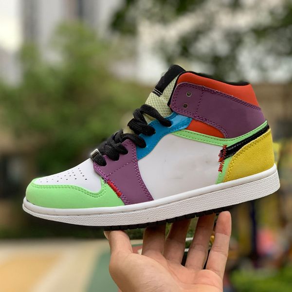

jumpman 1 mid multi color 1140 100 white black lightbulb team orange berathable sports sneakers shoes shoes schoenen, White;red