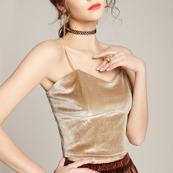 

tingyili velvet women v neck camisole elegant ladies solid wine red beige black crop autumn winter tank top, White