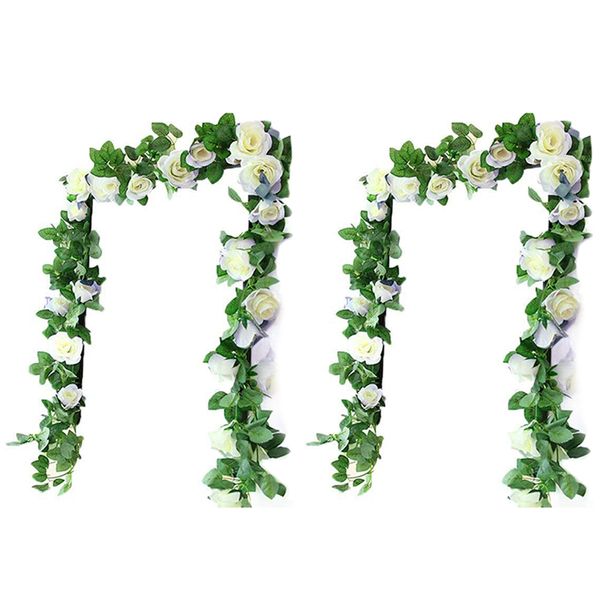 

2 pack artificial rose vine flowers fake garland ivy flowers silk hanging garland plants for home wedding party decorations (16